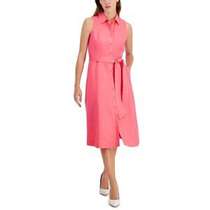Anne Klein Women's Sleeveless Belted Shirt Dress Camella Size 2